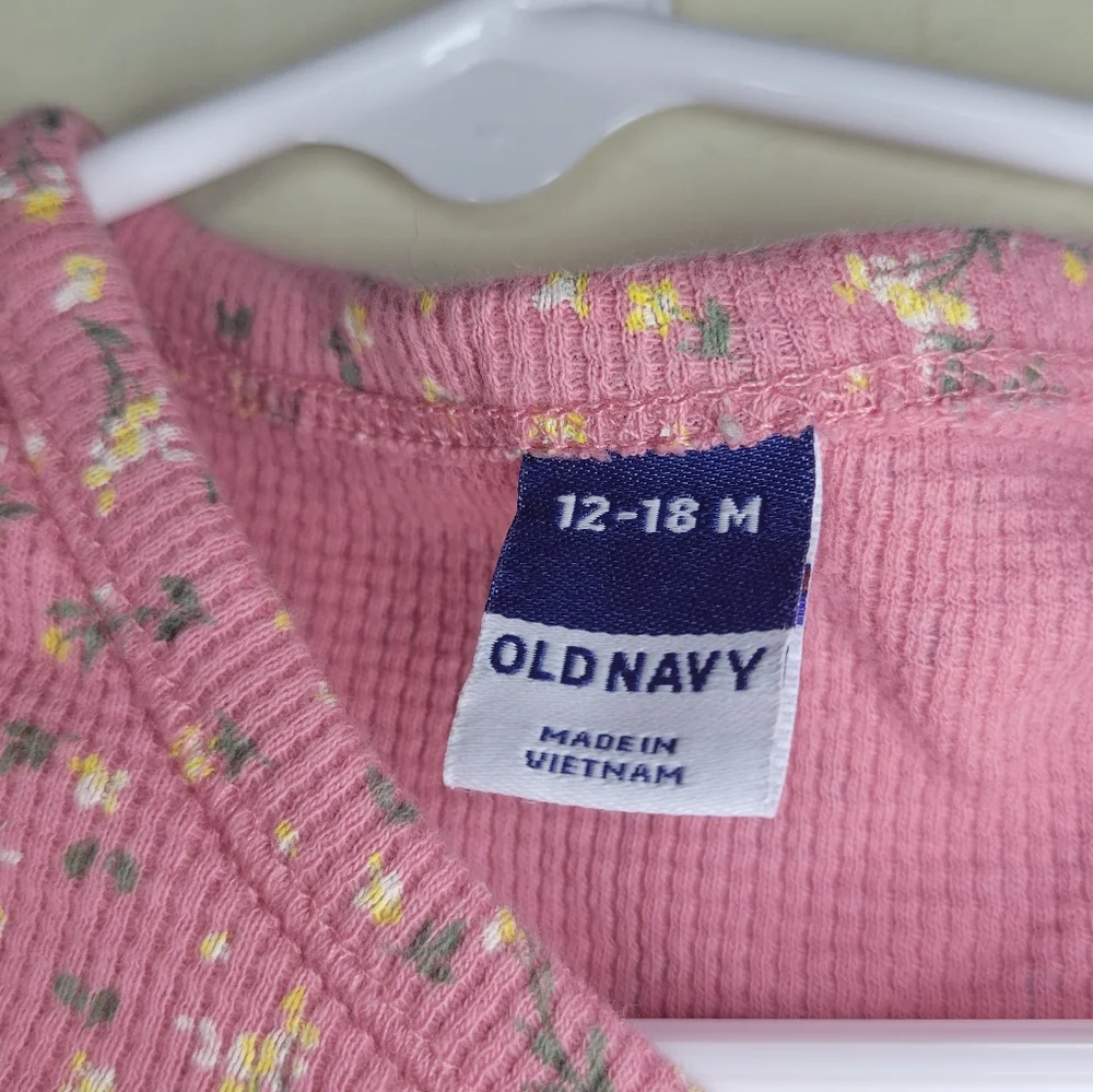 old navy pink floral toddler jumpsuit, sz 12 - 18 months